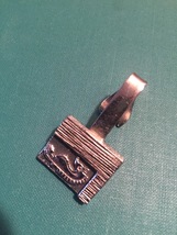 Vintage 60s silver plated Textured Square and Seahorse tie clip (bar style) image 2