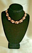 Vintage Trifari Pink Lucite &amp; Rhinestone Pebble Beach Gold Tone Collar Necklace - £197.04 GBP