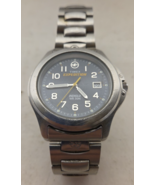 Vtg Timex Expedition Watch Men 41mm Silver Tone 2002 Blue Date - $29.69
