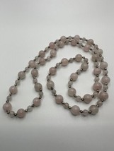 Vintage Pink Rose Quartz Necklace 31 inch x 10mm - £23.65 GBP