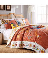 Topanga Boho Folk Art Quilt Set, Reversible, 3-Piece Full/Queen - £62.85 GBP