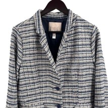 Anthropologie Hutch Tweed Preppy Blazer White Blue Gold Metallic Lined L... - £43.65 GBP