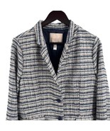 Anthropologie Hutch Tweed Preppy Blazer White Blue Gold Metallic Lined L... - £43.85 GBP