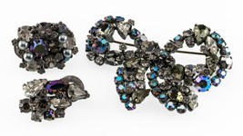 Vintage &quot;Made in Austria&quot; Costume Jewelry Gemstone Brooch and Earrings - £94.96 GBP