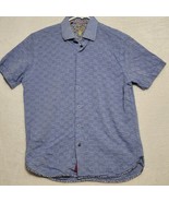 Visconti Black mens Shirt M Medium Blue Short Sleeve Button Up Casual Dress - £21.89 GBP