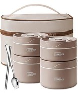 QQKO 4-Tier Stainless Steel Bento Box with Thermal Insulation, Brown, Po... - $70.50 CAD