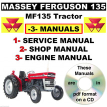 Massey Ferguson MF 135 MF135 Tractor Service, Shop, Engine Manual -3- Manuals CD - £11.49 GBP