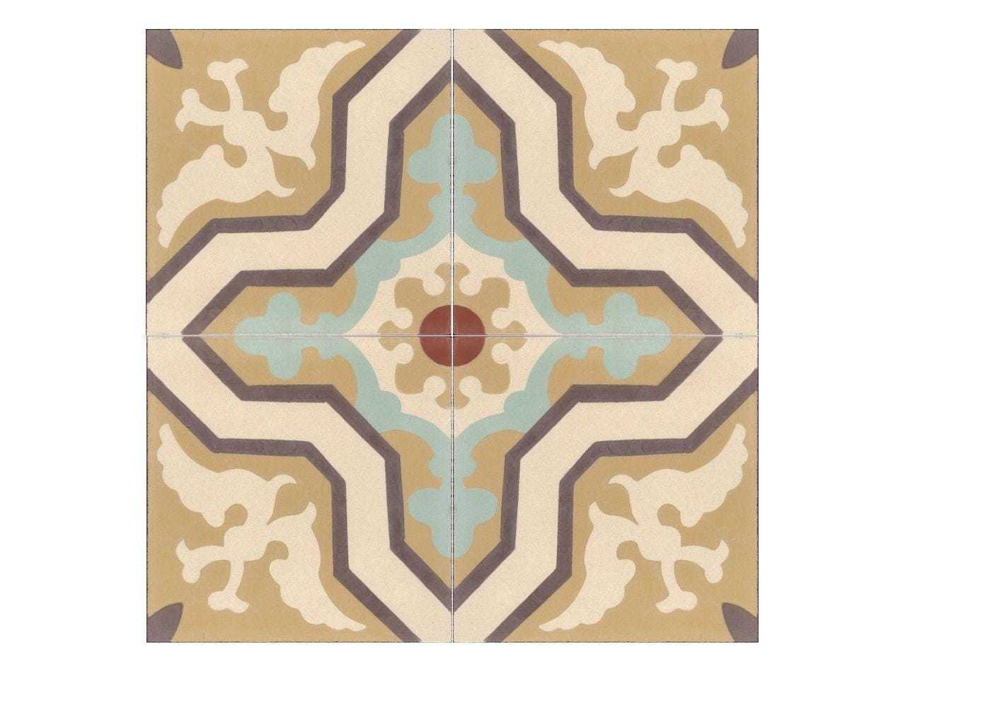 Mexican Mission Cement Tile Handcrafted 10 sqf - Pescadero - 8x8&quot; - $199.00