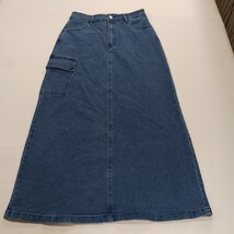 Denim Wear Women's Blue Cotton Blend Rear Slit Denim Cargo Skirt Size Medium image 15