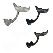 Scratch &amp; Dent Set of 3 Colorful Cast Iron Whale Tail Wall Hook Decor - $29.69