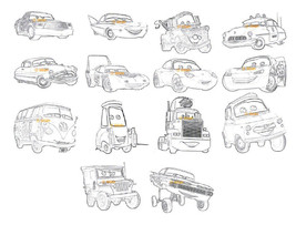 SALES ~ 14 SET CAR CARS SKETCH Counted Cross Stitch PATTERNS - $19.75