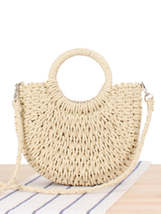Half round straw woven bag beach hand woven bag holiday women&#39;s bag - £23.62 GBP