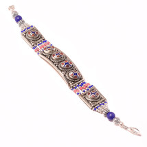 Lapis Lazuli Coral Handmade Halloween Gift Jewelry Bracelet Nepali 7-8&quot; SA 1102 - £7.96 GBP