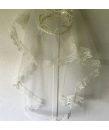 Vintage confirmation 1st holy communion veil flower girl lace trim head ... - $19.75