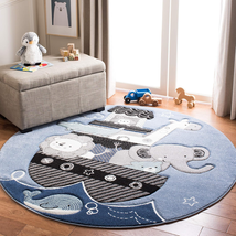 Carousel Kids Collection 4&#39; round Blue/Grey CRK121B Animal Nursery Playr... - $121.76