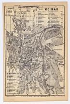 1897 Antique City Map Of Weimar / Thuringia Thüringen / Weimar Vicinity Germany - £13.37 GBP
