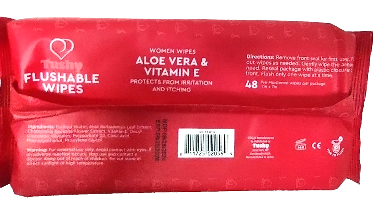 ( 4 PACK ) Tushy Women Aloe Vera & Vitamin E 48-ct/pack Flushable Wipes SEALED Item image 9
