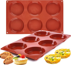 JOERSH 2-PK Silicone Egg Molds Non-Stick 3&quot; round Muffin Top Baking Pans, Egg Mo - £14.45 GBP