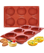 JOERSH 2-PK Silicone Egg Molds Non-Stick 3&quot; round Muffin Top Baking Pans... - £14.40 GBP