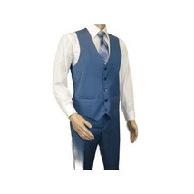 Men Suit BERLUSCONI Turkey 100% Italian Wool Super 180's 3pc Vested #Ber25 Blue image 7