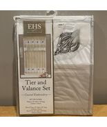 Ellery Homestyles 36 inch Tiers Valance Curtain Set Embroidered Seashell... - $34.49 CAD