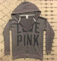 Victorias Secret PINK Love Size XS Grey Full Zip Hoodie EUC C6 - £13.84 GBP