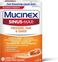 Mucinex Sinus-Max Max Strength Pressure, Pain &amp; Cough Liquid Gels 16 ea - £19.17 GBP
