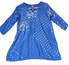 Johnny Was Rion Soleil Tunic Sz XS Excellent Shape Blue Embroidered Cupr... - £50.86 GBP