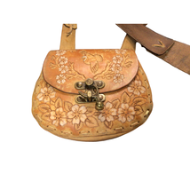 Vintage Hand Tooled Leather Purse Bird Boho Floral Crossbody Handbag 912A - £42.40 GBP