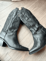 Black cowboy/cowgirl women’s size 7 boots real leather with rubber sole ... - $98.01