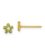 Inverness 14k August Lt Green Crystal Birthstone Flower Earrings 788E - $150.79 CAD