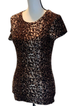Derek Heart Cheetah Print Shirt Top Juniors Size M Short Sleeve - £10.17 GBP