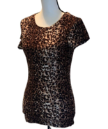 Derek Heart Cheetah Print Shirt Top Juniors Size M Short Sleeve - £10.01 GBP