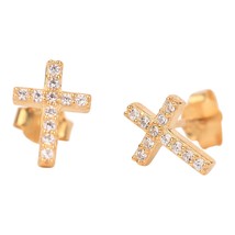 Color Shout women&#39;s spirit shout cross stud earring in Gold - size One Size - $33.66