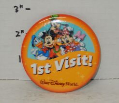 Walt Disney World Souvenir 1st Visit 3" Pin Button - $14.80