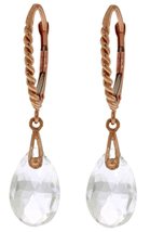 Galaxy Gold GG 14k Rose Gold Leverback Earrings with Briolette White Topaz - $284.99+