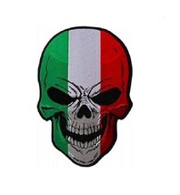 Large ITALIAN FLAG SKULL 11&quot; x 7-3/8&quot; iron on back patch (5663) (L05) - £23.91 GBP