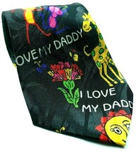 Fathers Day I Love My Daddy Flowers Balloons Polyester Novelty Tie - $11.78