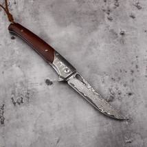Hunting Folding Knife San Mai Steel Camping Outdoor BBQ Tool Groomsmen G... - £42.33 GBP