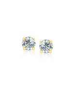 14k Yellow Gold 5mm Stud Earrings with White Hue Faceted Cubic Zirconia - £58.13 GBP