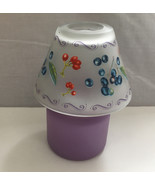 Tea light vintage lamp candle holder frosted glass shade with fruit design - $27.06 CAD