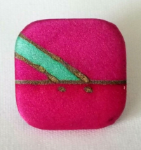 VTG 1984 Kyle McKeown Square Silk Lapel Pin Art Deco Handpainted Pink Green... - £12.70 GBP