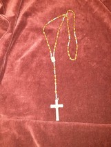 Vintage Lourdes Rosary Wooden Beads Silvertone Virgin Mary Holy Family Catholic - £23.21 GBP