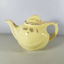 Vintage Hall Teapot #0799 Yellow With Gold Trim Leaves &amp; Acorns Hook Lid... - £15.77 GBP