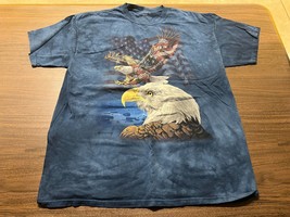 USA Patriotic Eagle/Flag Collage Blue Hand-Dyed T-Shirt - The Mountain -... - $14.99