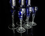 Faberge Galaxie Cobalt Blue Crystal Flutes &amp; Cordials Glasses Set of 6 - $1,650.00