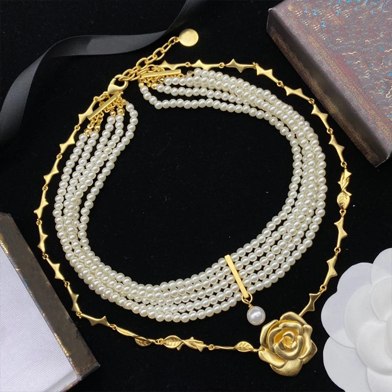 New hot brand Ladies Luxury fashion jewelry vintage pearl Necklace sweat flower  - £47.43 GBP