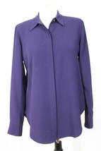 Theory S Purple Sunaya Urban Crepe Long Sleeve Button-Front Shirt Top - £22.72 GBP