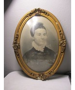 1800s Beautiful Woman Large Framed Portrait Photo Oval Glass plaster prop - €64,48 EUR