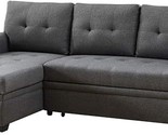 L-Shape Linen Reversible Sectional Sofa With Storage Chaise, Tufted Slee... - £960.69 GBP